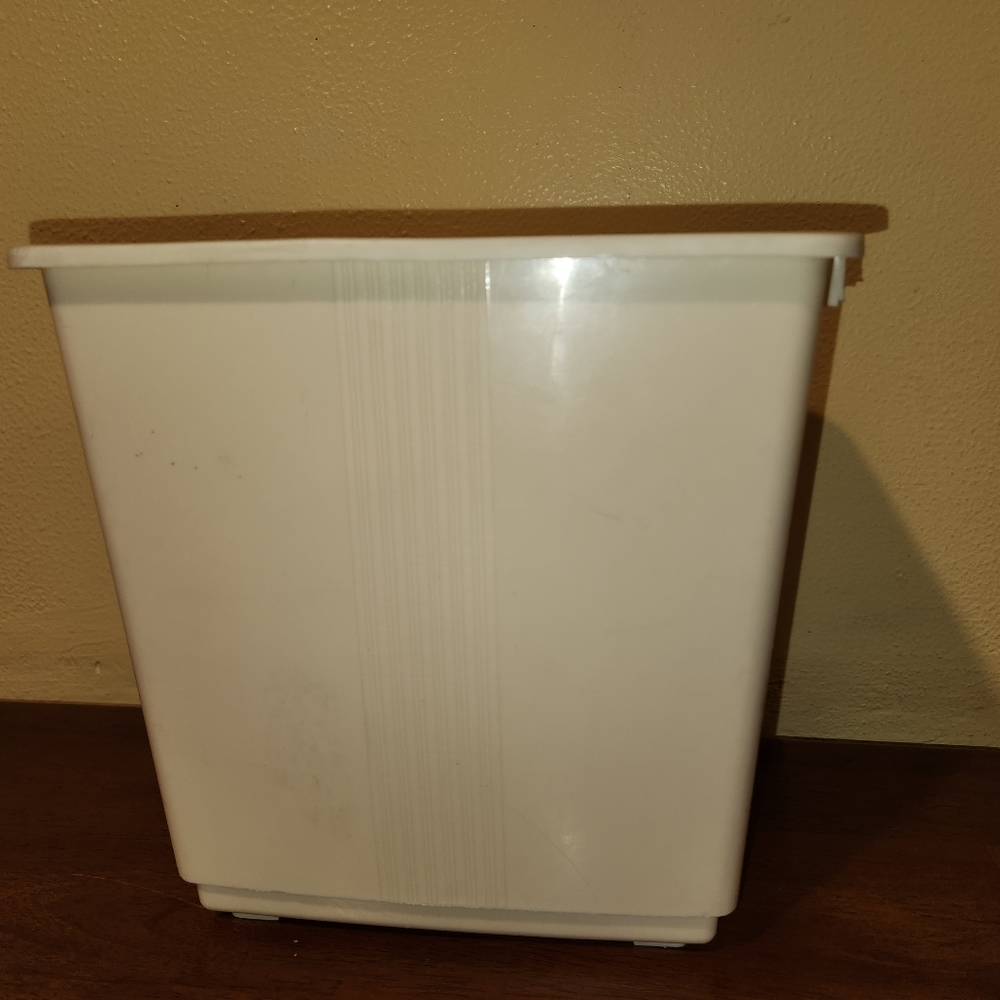 Vintage Max Klein Plastic Wastebasket Cream Subtle Striped